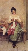 Eugene de Blaas THe Seamstress oil on canvas